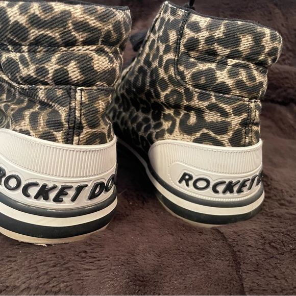 Rocket Dog Plush Foam Leopard Print Zip Up High Tops Sz 7.5 - Picture 14 of 16